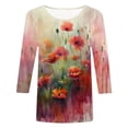 thumbnail image 5 of Towmus Womens Tops Elbow-Length Graphic Crew Neck Women's Casual 3/4 Sleeve T-Shirts Cute Tunic Tops Basic Tees Blouses Loose Fit Pullover Shirt, 5 of 5