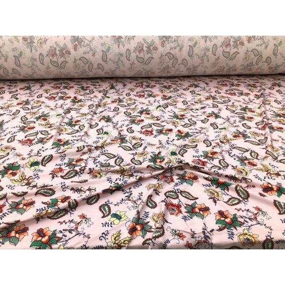 Printed Rayon Spandex 4 way Stretch Apparel Fabric Pink Orange Red Floral G301