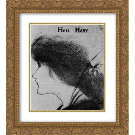 - Aubrey Beardsley 2x Matted 20x22 Gold Ornate Framed Art Print 'Hail Mary (pencil)'