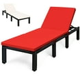 thumbnail image 1 of Costway Patio Rattan Lounge Chair Chaise Recliner Adjust Cushion Red & Off White Cover, 1 of 8