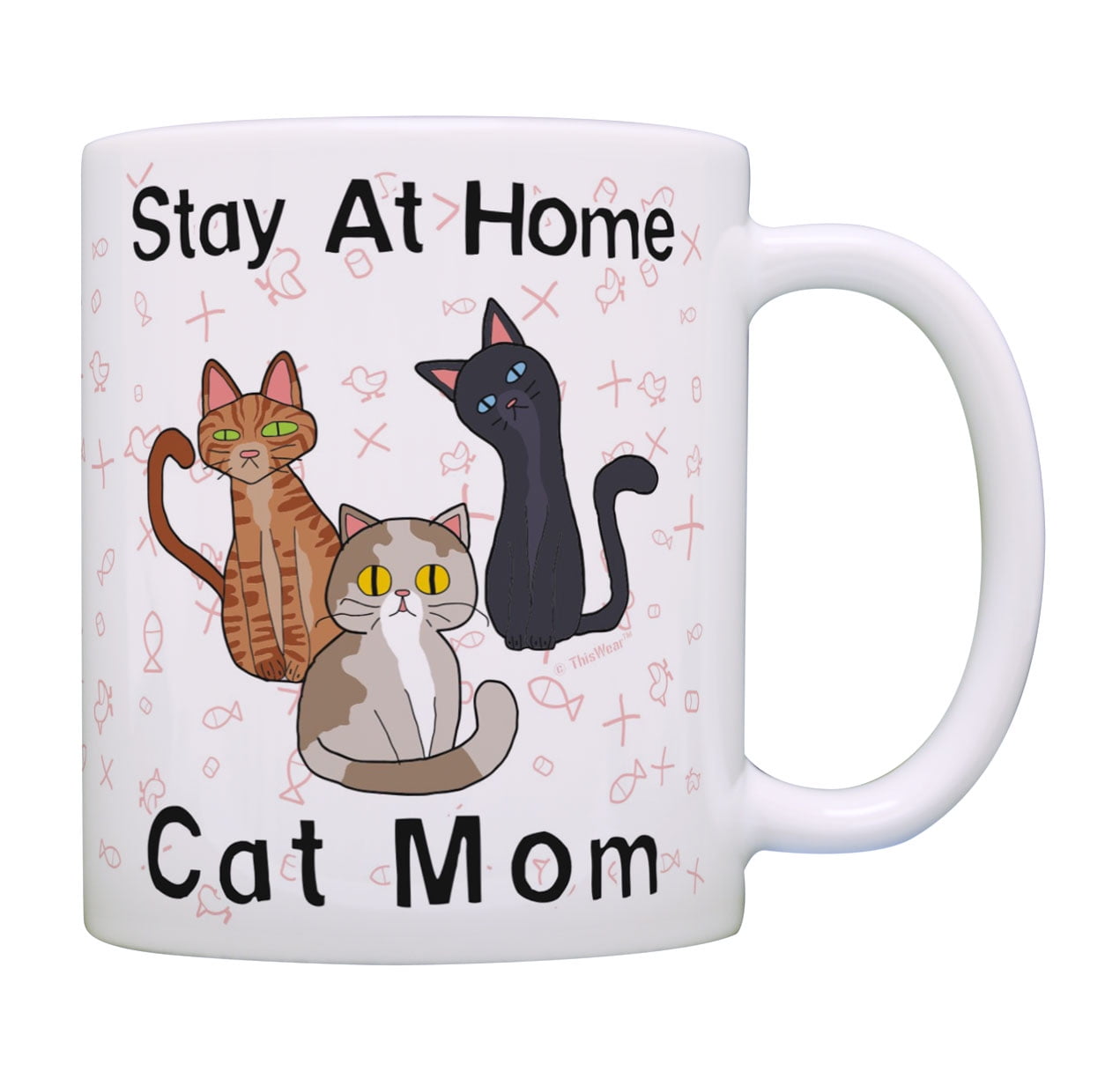 16 OZ Novelty Cat Cartoon Gift Mug Red Momugs TM Large White Ceramic Coffee Cup