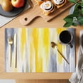 thumbnail image 2 of Yellow Gray White Placemats Set of 6, Farmhouse Gradient Abstract Art Placemats for Dining Table, Place Mats for Kitchen Tabletop, Waterproof Wipeable Dining Table Mats Set, 2 of 9