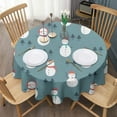 thumbnail image 3 of Blue Christmas Snowman Pattern Round Tablecloth 60"x60",Wrinkle Wipeable Table Cloth for Kitchen Dining Room Picnic Patio Party, 3 of 6
