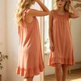 thumbnail image 7 of Asxite Womens Pajamas Solid Ruffle Sleeveless Loose Breathable Casual Loungewear Nightgown, 7 of 7