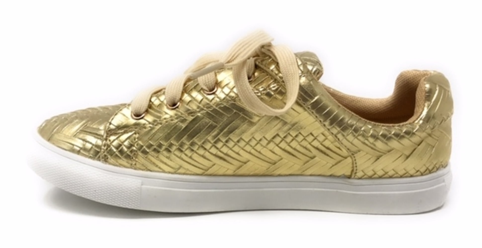 Forever Young Women's Metallic Weaved Textured Lace up Sneakers