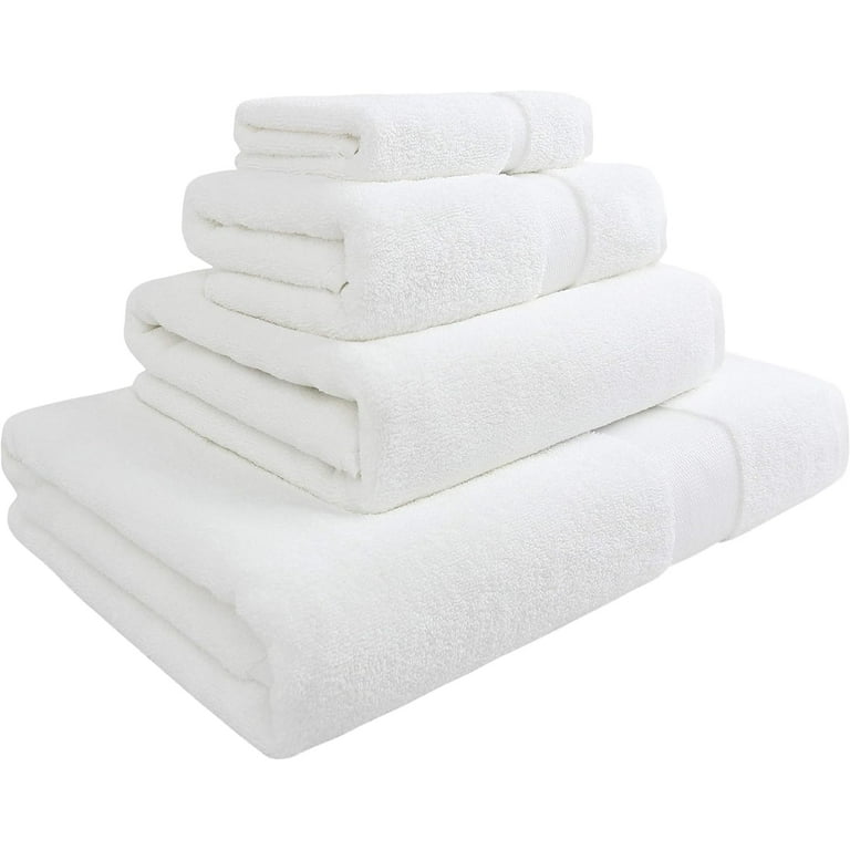 Everplush Classic Hotel Towels, 4 Piece Bath Towel Set (1 Bath Towel, 1  Bath Mat, 1 Hand Towel, 1 Washcloth), White