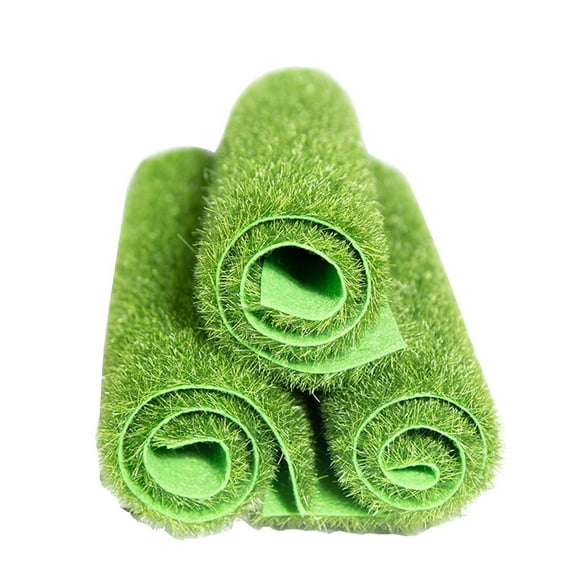 Three-Pack Of Realistic Artificial Grass Mats For Miniature Gardens Terrariums Or Balcony Decor Provides A Lush Green Look Without Any Maintenance Needed