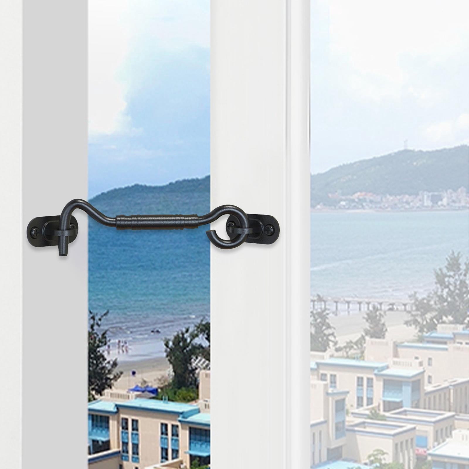 2x Stainless Steel Hook Latch Sliding Barn Door Lock with Mounting Screws 4inch for Wooden Fences Closet Hardware Gate Window Bathroom