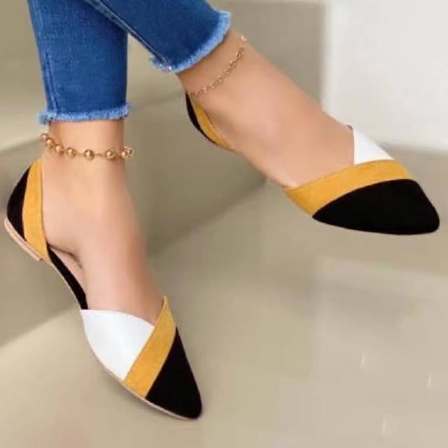 ZTTD Sandales Plates Décontractées pour Femmes à Enfiler Bout Pointu Chaussures Simples