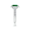 thumbnail image 3 of ANGARA Oval Lab Grown 1.1 Ct Emerald Halo Double Shank Engagement Ring for Women in 14K White Gold (Size-8x6mm) | May Birthstone, Anniversary, Jewelry Gift for Women | Lab-Grown Emerald Ring, 3 of 8