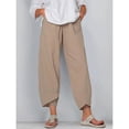 thumbnail image 2 of Mujer Noveno Pantalones Sueltos Casuales con Bolsillos Ropa De Poliéster Suave Y Transpirable para El Hogar Al Aire Libre Caqui XXL, 2 of 6