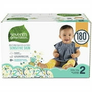 seventh generation baby diapers for sensitive skin, animal prints, size 2, 180 count (packaging may vary)