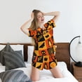 thumbnail image 5 of Fotbe Halloween Banner Symbols Print Pajama Set for Women 2 Piece Loungewear Short Sleeve Tops and Shorts Set Soft Sleepwear-3X-Large, 5 of 7