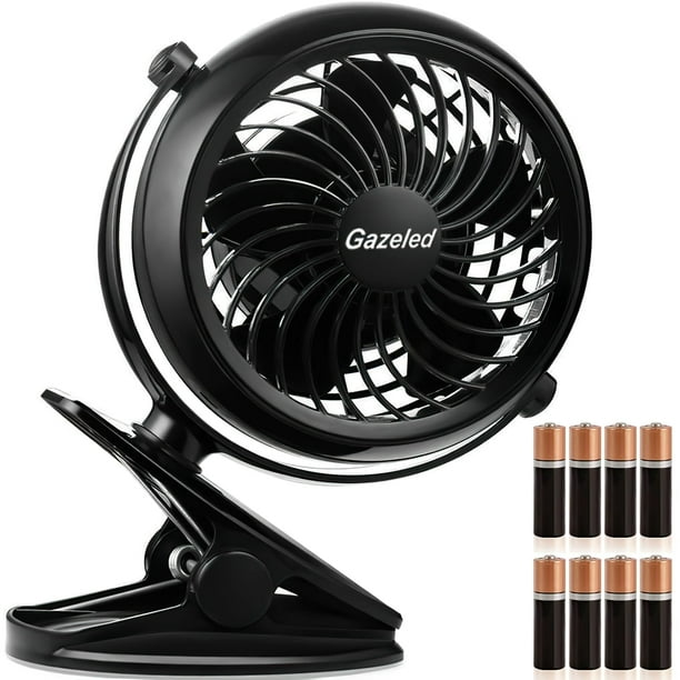 Fan Gazeled con clip, funciona con pilas de 5 pulgadas y 8 pilas AA