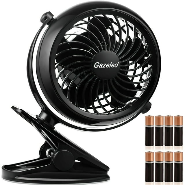 Fan Gazeled con clip, funciona con pilas de 5 pulgadas y 8 pilas AA