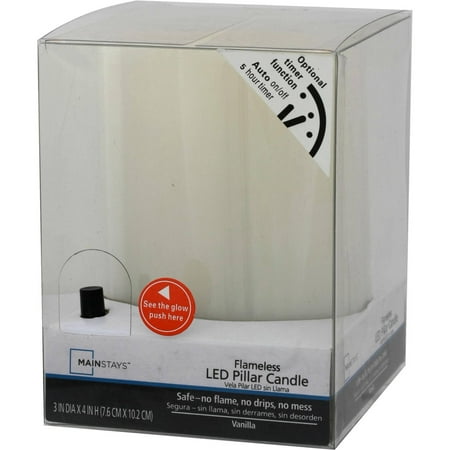 Mainstays Flameless LED Pillar Candle, 3" x 4"