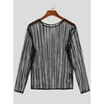 thumbnail image 3 of Men's Long Sleeve See-through Tops Mesh Cutout T-Shirts, 3 of 6