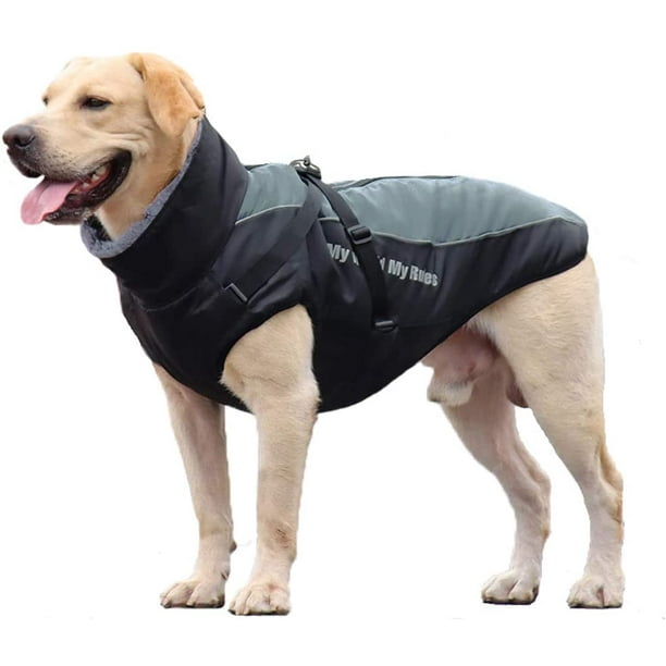 Abrigo de invierno para perros, chaqueta reflectante impermeable y cálida, chaleco de felpa suave para cachorros, ropa ajustable para perros pequeños, medianos y grandes (XL, gris).
