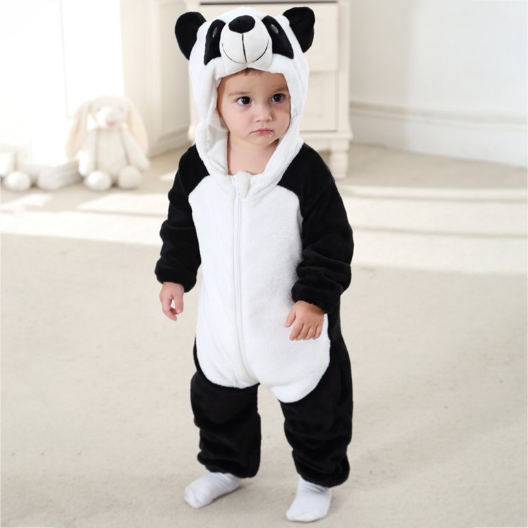 Baby Animal Hooded Romper Jumpsuit - Flannel One-Piece Winter Costume For Kids