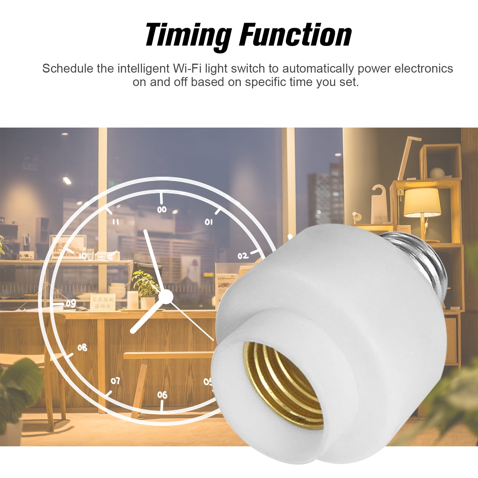 Tuya Wi-Fi Smart Light Bulb Holder, Smart Slampher, E27 Wireless Lamp  Holder Real Timer for Smart Home, with Remote Control,Timing Function,  Voice Control 