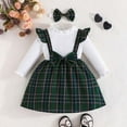 thumbnail image 2 of Vividxx Girls Dresses Long Sleeve Striped Plaid Bow Decorated Dress With Headband Sets For Casual Beach School Party Outfits Sets O-Neck Leisure Dailywear, 2 of 6