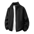 thumbnail image 2 of PNTUTB Fashion Men's Solid Color Jacket Stand Collar Full Zip Windbreaker Lightweight Casual Loose Comfort Long Sleeve Outdoor Sporty Coat with Pockets, 2 of 6
