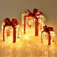 thumbnail image 1 of Patiojoy 3 PCS Christmas Gift Boxes Indoor Outdoor W/ 60 LED Lights, Waterproof Plug, 1 of 10