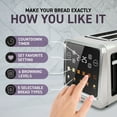 thumbnail image 3 of Inspirex Touch Screen Toaster - 4 Slice Long Extra-Wide Slots - 5 Bread Type and 6 Browning Levels - Defrost, Reheat, Favorite, Single Slot Settings - Stainless Steel, 3 of 9