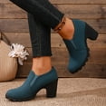thumbnail image 3 of Pandaie Women's Platform Ankle Boots Chunky High Heel Slip on Short Booties Office Business Formal Fall Winter Dress Shoes Green 6, 3 of 9