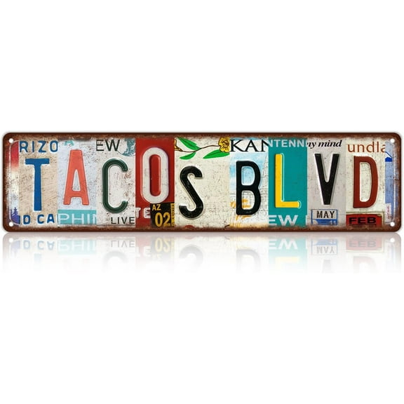 Vintage Tacos Blvd Wall Decor Street Signs Metal Tin Signs 16 x 4 Inches