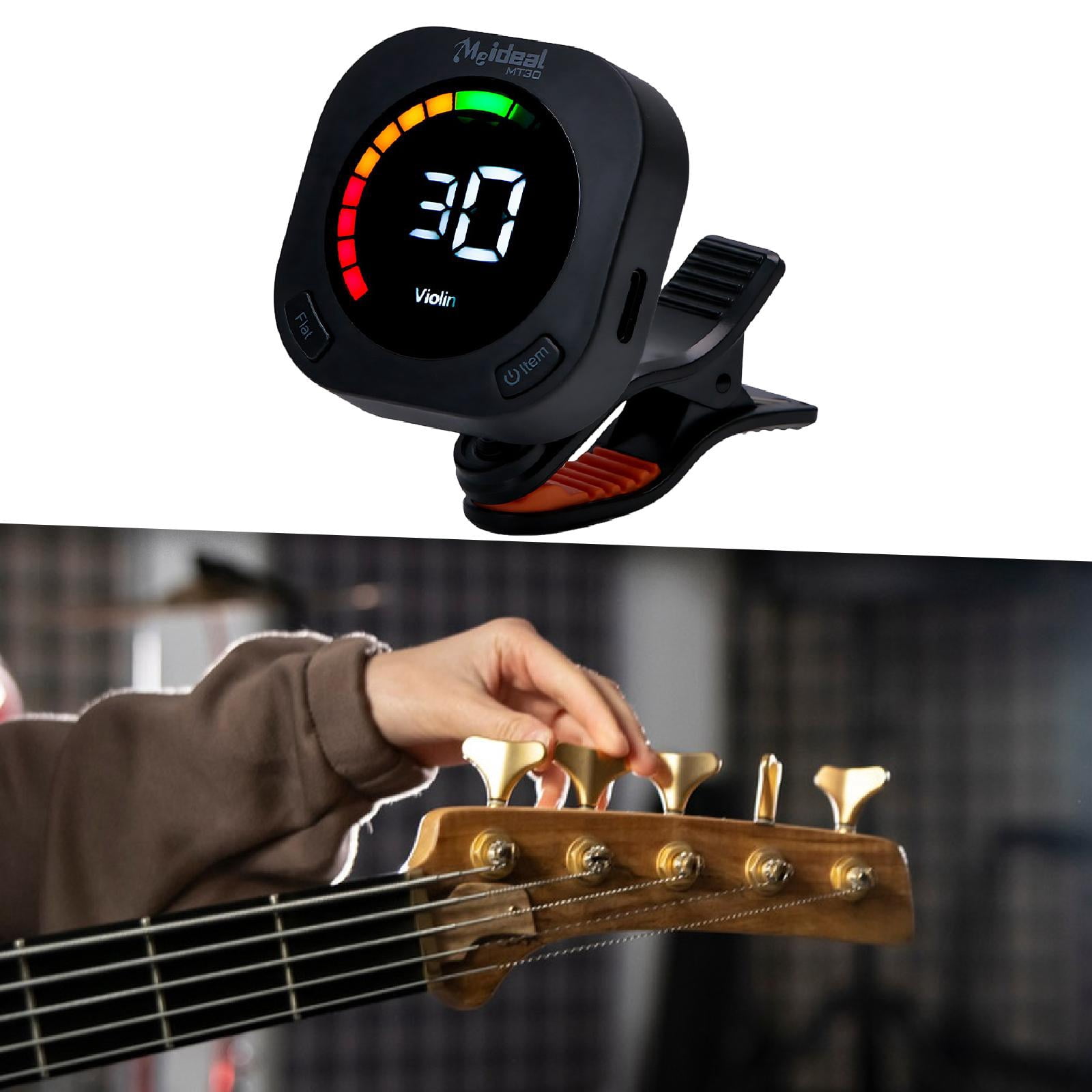 Guitar Tuner Bass Tuner Ukulele Clip on Rotatable 360 Degree ABS Material for Musicians Instrument Practice