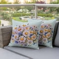 thumbnail image 4 of Blue White Daisy Flowers Pillow Covers 2 Pack Spring Plants Watercolor Green Pillowcase Waterproof Outdoor Throw Pillow Cover for Patio Garden Square Cushion 16”x16”, 4 of 9