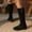 Black, variant on Viluyesy Womens Knee-High Boots, Low Heels Round Toe Zipper Comfort Suede Tall Boots Black US7.5
