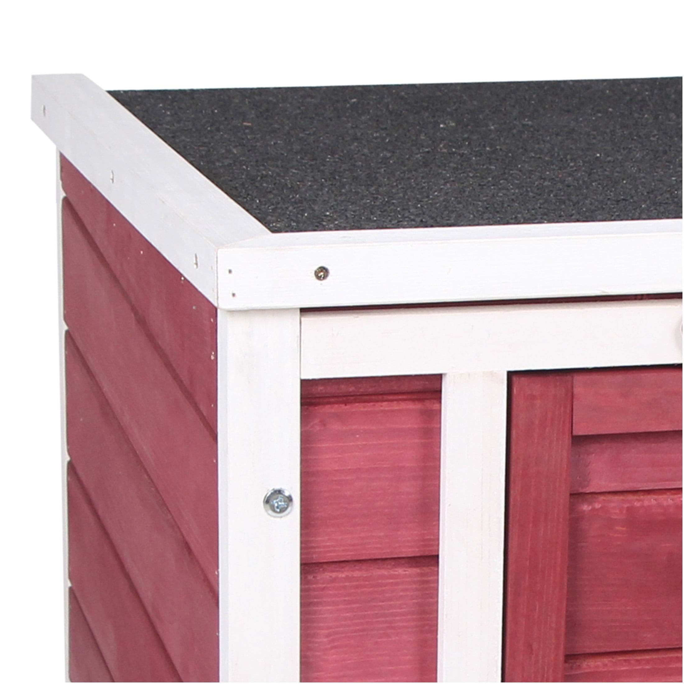 JERFIT Outdoor Rabbit Hutch with Waterproof Asphalt Roof, Small Animal Cage Wooden House with Ramp for Rabbits, Guinea Pigs, Ducks, Pets