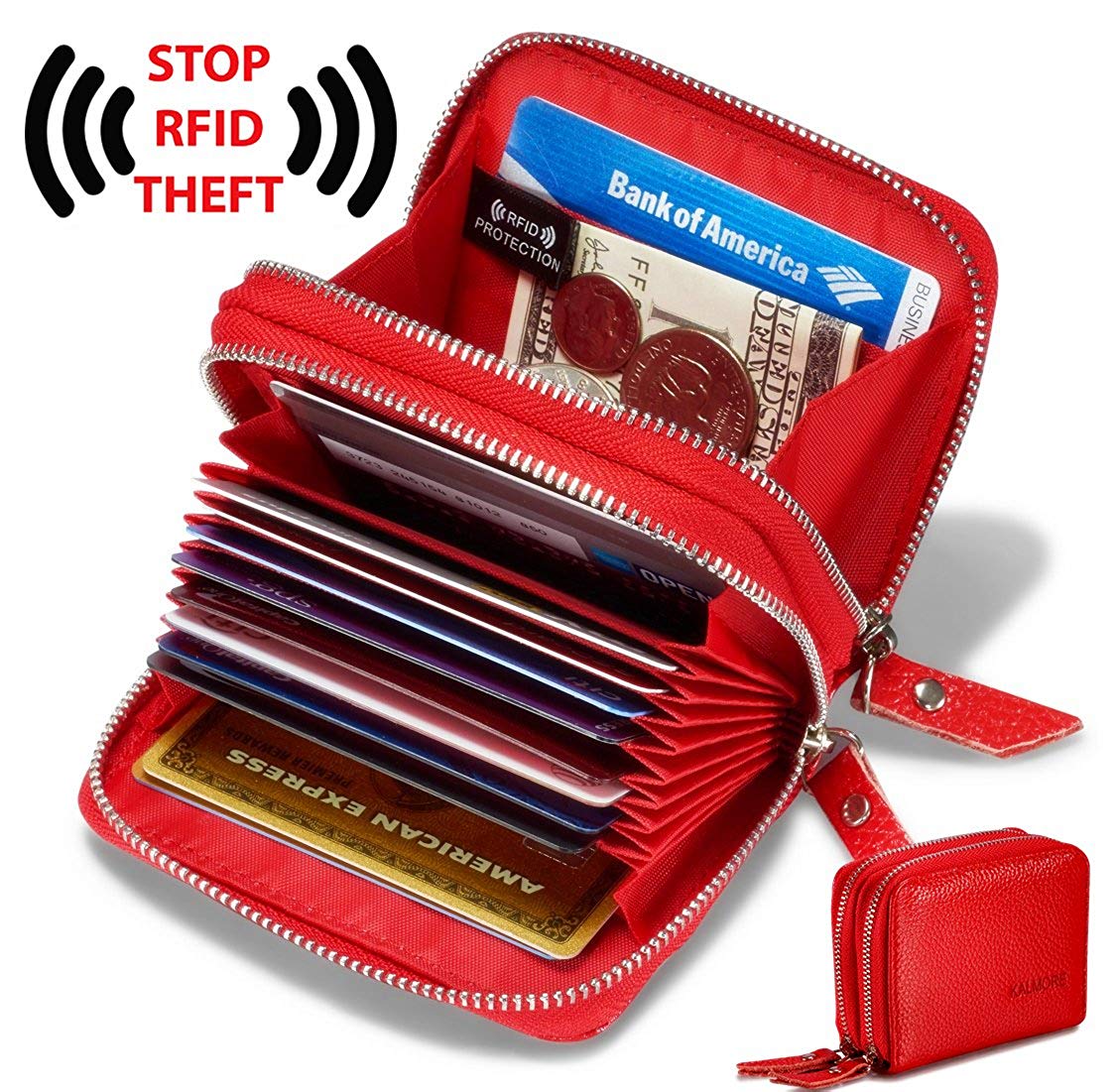 KALMORE - Women\u0026#39;s wallets Leather wallets for women RFID Secure Card Wallet Small Purse ...