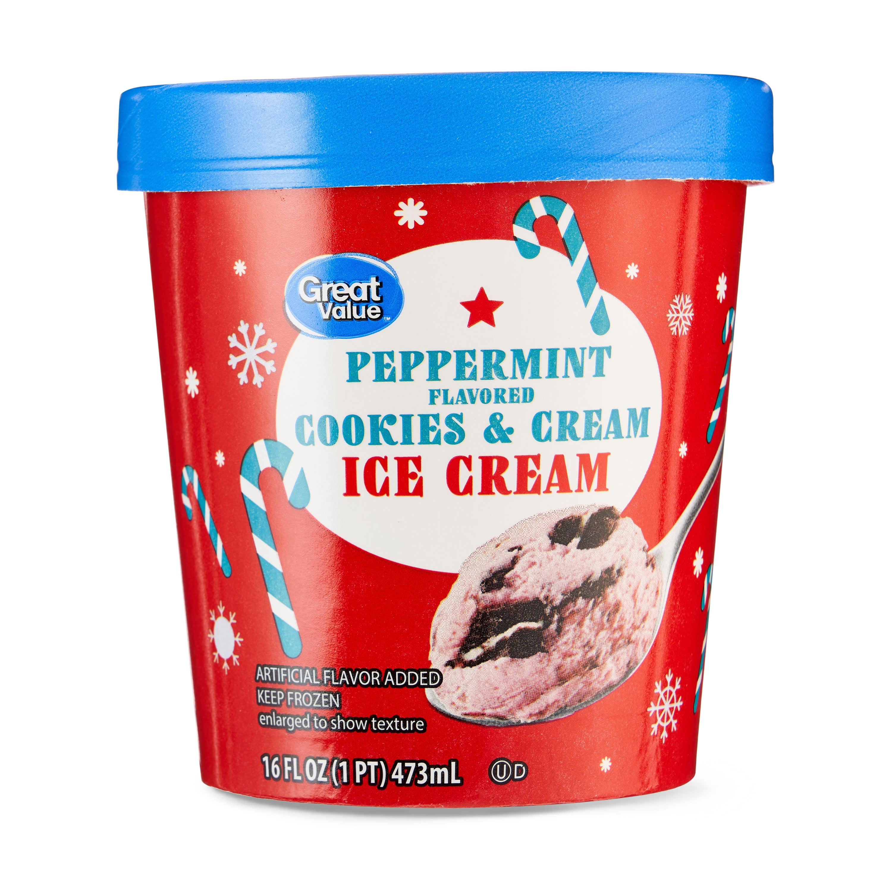 Great Value Peppermint Cookies & Cream Ice Cream Pint, 16 fl oz