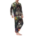 thumbnail image 2 of Lsque Colorful Flower Meditating Hamster Pattern Long Sleeve Pajama Set for Men - Soft 2-Piece Sleepwear and Loungewear Set with Pockets, Comfy Nightwear-X-Large, 2 of 7