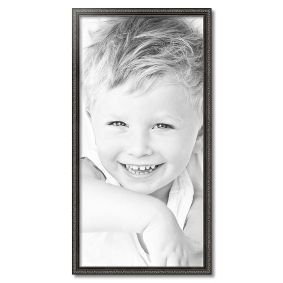 ArtToFrames 19x38 inch Antique Black Picture Frame, Black 19" x 38" Wood Poster Frame (WOM-5106) 1234