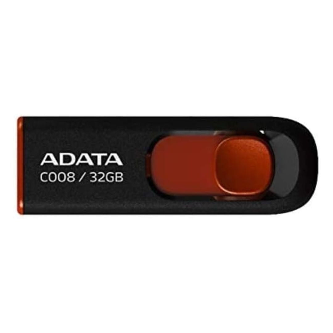 Adata C008 32GB USB 2.0 Retractable Flash Drive (Red) with USB 3.0 to USB-C Adapter (20-Pack)