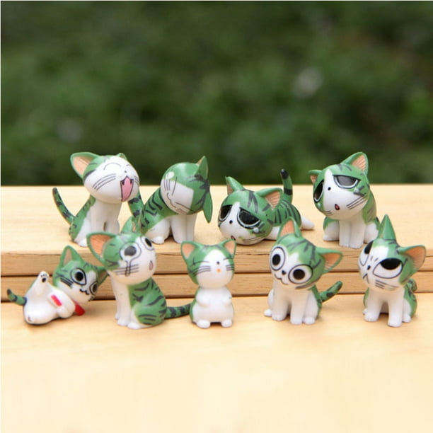 Juego de 9 figuras pequeñas Kawaii de Chi, el gato, para decoración de jardín, juguete de 3 cm
