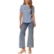 thumbnail image 2 of Blusa de manga corta con cuello Peter Pan en contraste para mujeres Inspire Chic, top de cuadros, color azul marino, 2 of 6