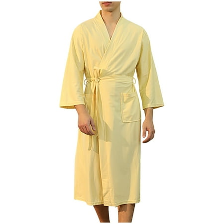 Kcodviy Unisex Pocket Breathable Knee Length Bathrobe Splicing Soft Sleepwear Spa Robe Silk Shorts Pajamas Women S Silk Pajamas Lingerie Sleep Wear For Women Sleepwear Women Satin Night Gown Womens Ni