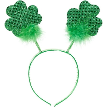PMU St. Patrick's Day Headwear Decorations and Party Supplies - Glittered Shamrock Boppers Party Headband - Irish Costume, Party Accessory (12/pkg) Pkg/1