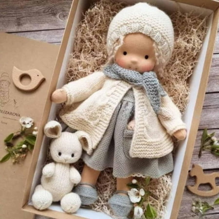 12" Waldorf Dolls Handmade Rag Doll - Personalized Collectors Plush Doll for Kids Birthday Present,Vintage Crocheted Doll Toys with Beautiful Present Box