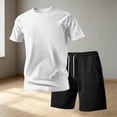 thumbnail image 7 of Zimjoy Men's 2 Pieces Athletic Set Breathable Mesh Short Sleeve T-Shirt & Shorts Lightweight Workout Gym Clothes for Running White L, 7 of 7