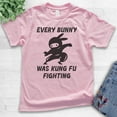thumbnail image 2 of Kids Every Bunny Was Fung Fu Fighting Shirt, Youth Kids Boy Girl T-Shirt, Easter Rabbit Bunny Shirt, Ninja Shirt, Light Pink, Medium, 2 of 4