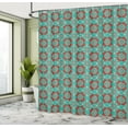 thumbnail image 4 of Ambesonne Orient Shower Curtain, Folk Bicolour Eastern Shapes, 69"Wx75"L, Sea Green and Red, 4 of 4