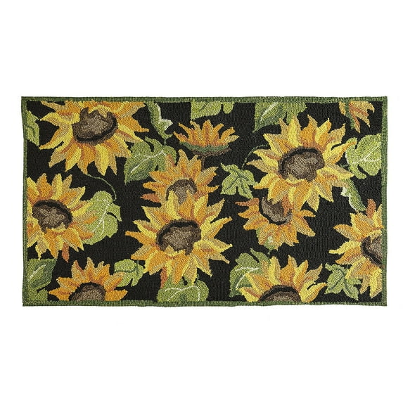 Evergreen Indoor/Outdoor Hooked Rug, Sunflowers 42"x24"