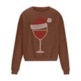 thumbnail image 4 of UVEASISHA Chandails en Molleton de Noël pour Hommes Mode Imprimé Verre de Vin Col Rond Chandail Décontracté Surdimensionné Graphique de Noël Économies d'Automne Marron P, 4 of 5