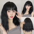 thumbnail image 1 of Pelucas Bob de onda roja corta con flequillo para mujeres blancas, peluca de cabello sintético liso, colorido, fiesta de Cosplay, resistente al calor, 1 of 4
